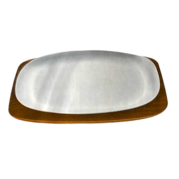 Vintage Sizzling Steak / Fajita Platter In Original Packaging- Walnut/Aluminum - Picture 6 of 12